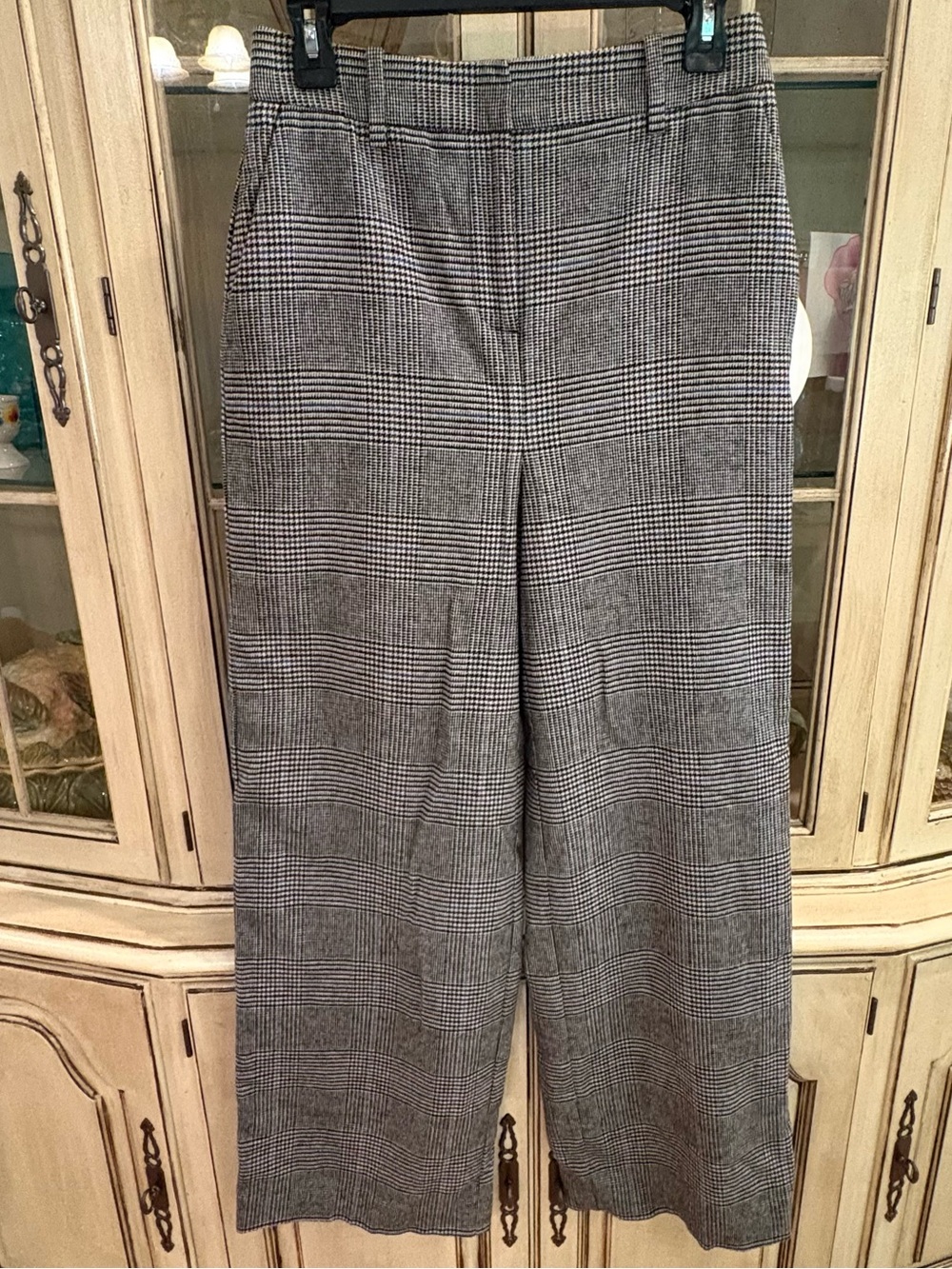 Boden Wool Blend Gray Plaid Wide-Leg Pants